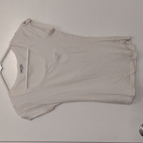 Set of Two Express White Cotton Modal T-shirts Size XS - Picture 5 of 10